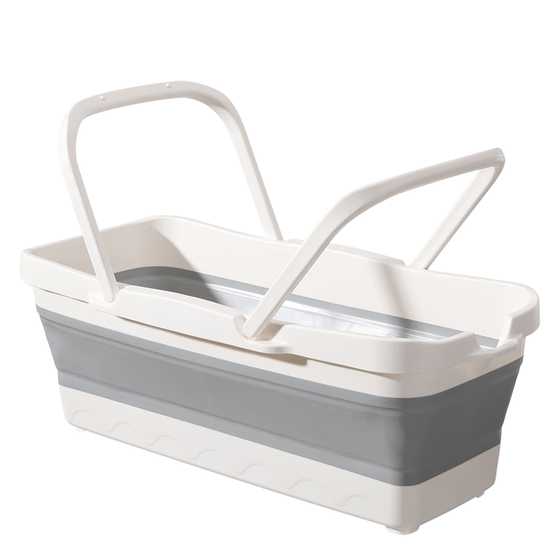 MARYYA Foldable Mop Bucket, Rectangular Large Size, 57cm Diameter Opening, Rubber-Coated Cotton Flat Sponge Mop Floor Cleaning Bucket