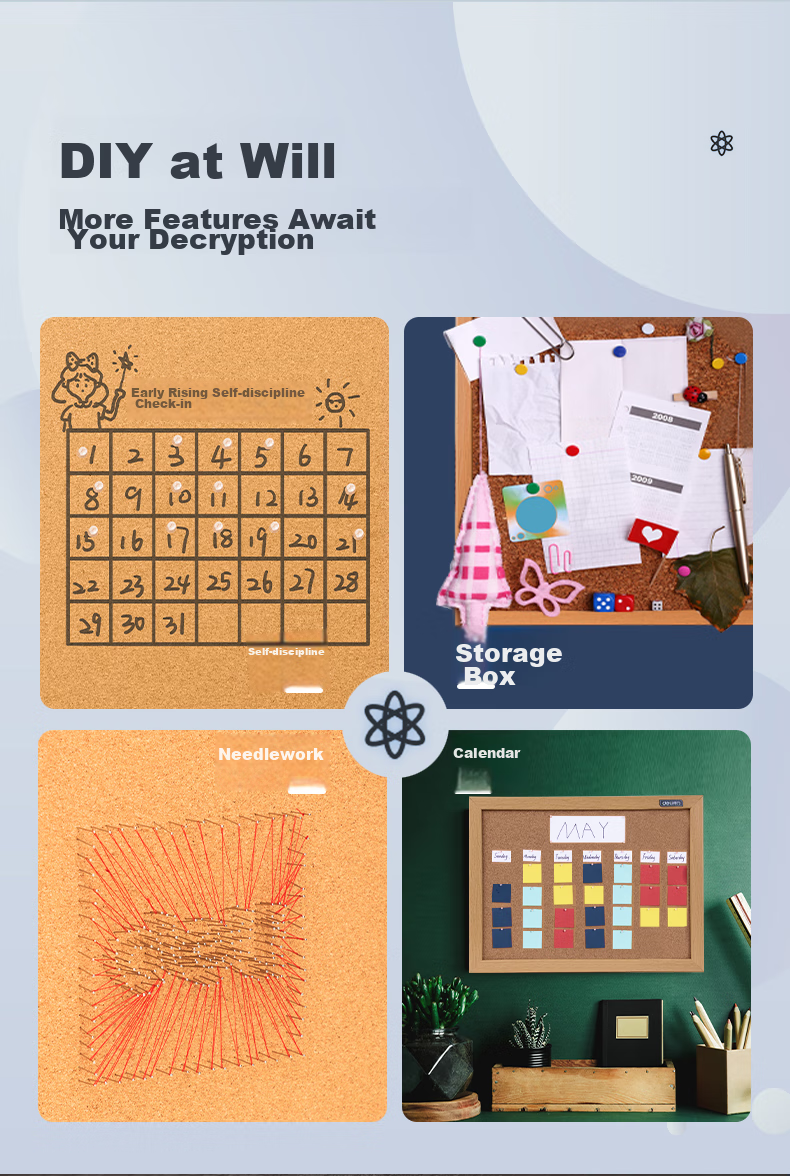 Deli 90*60cm Cork Message Board, Home Memo Board, Whiteboard, Pin-Insertable Photo Wall Board, Pushpin Board, Home Dormitory Message Board 8764 7