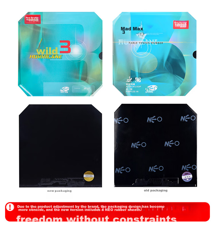 DHS NEO Kuangbiao 3 Rubber Set, 37 Degrees Soft, Kuangbiao Three Table Tennis Rubber, Table Tennis Racket Reverse Rubber, Red, 2.15 5