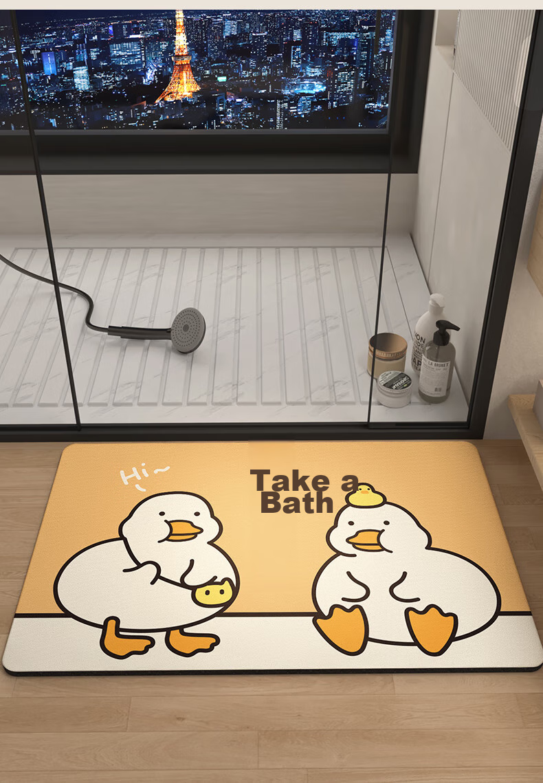 DeXi Bathroom Mat, Cartoon Fun Washroom Mat, Absorbent Non-Slip Mat for Bathroom, 40x60cm 4