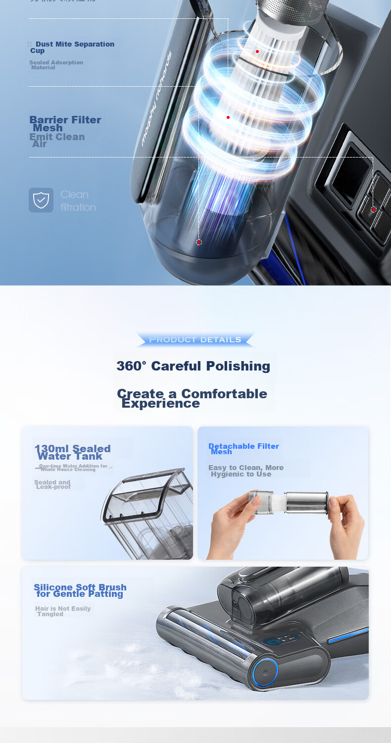 Morphyrichards Steam Mite Remover for Bed And Home Use, Baby Mite Remover, Ultrasonic High-Temperature Steam 100% Mite Removal Vacuum Cleaner, High-Temperature Ironing Machine, Powerful Mite Removal Machine MR3102 19
