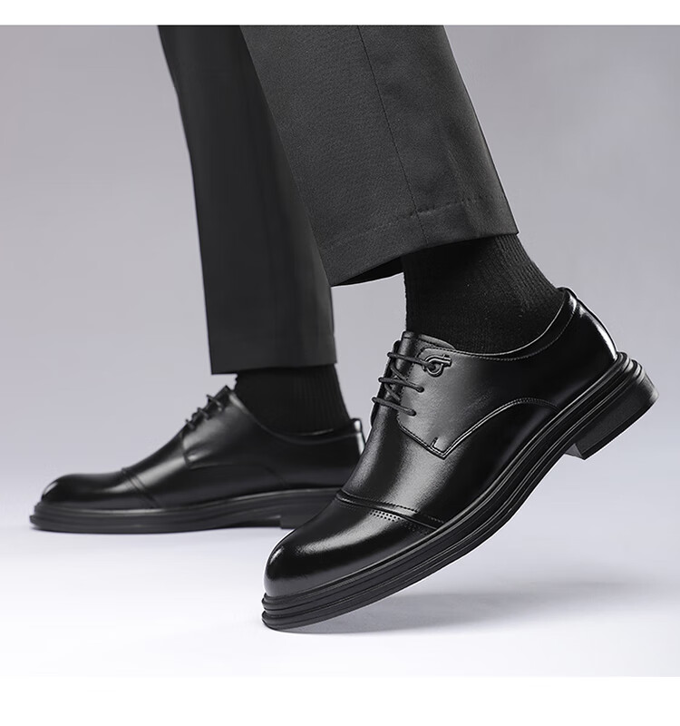 CARTELO Men's Leather Shoes Business 2026 New Formal Genuine Leather Casual Height Increasing Wedding Oxford Shoes Breathable Soft Sole British Style 8