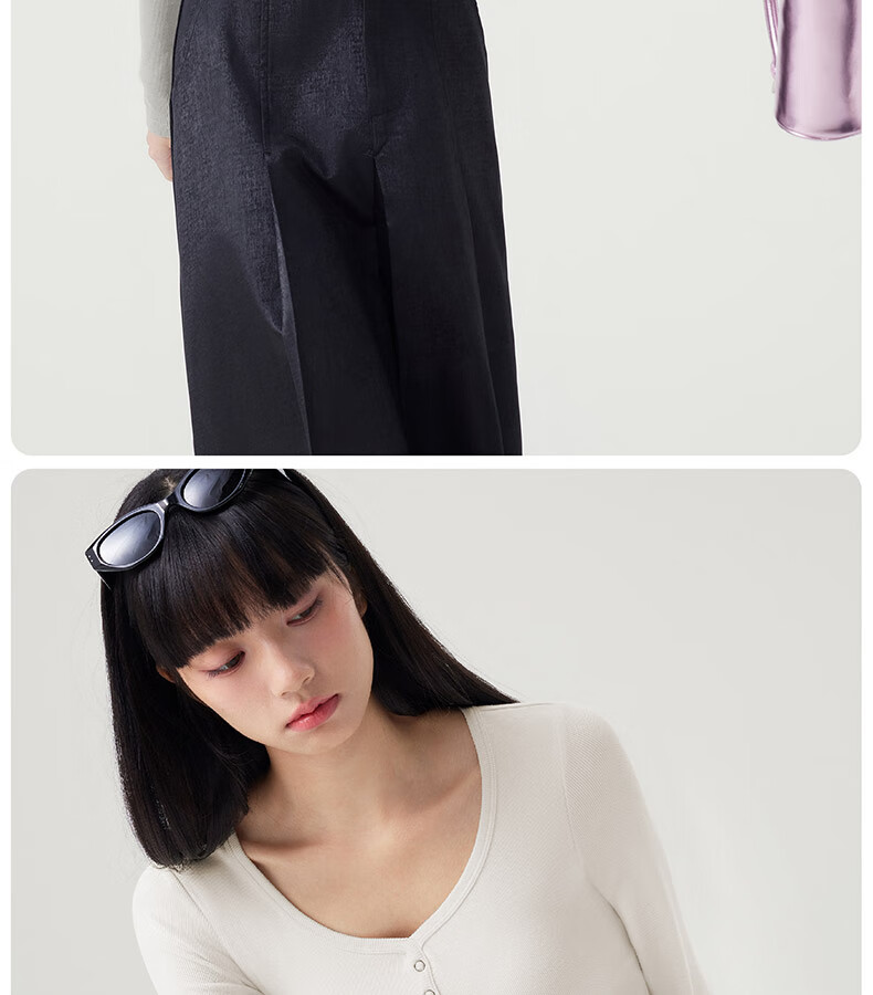 Half-Lined Thermal Base Layer with Chest Pad, Warm Innerwear, Long Sleeve U-Neck T-Shirt for Women, Spring Autumn Winter, No Bra Needed 20