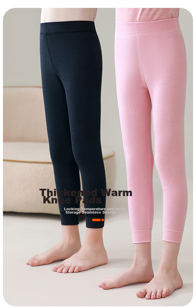 MiiOW Children's Thermal Pants, Girls' Autumn And Winter Knee Protection, Fleece-Lined Thickened Leggings, for Older Girls to Wear Underneath, Pink, Size 170 10