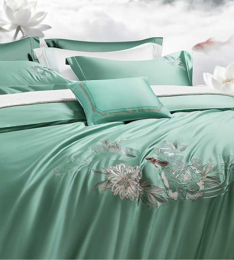 FUANNA Bedding Set, Four Pieces, 140 Thread Count Double-Ply Sateen, Digital Printed Pattern, for Single Or Double Bed, 203*229cm 8