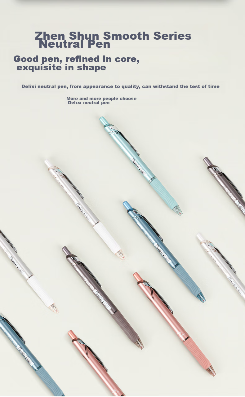 Deli [Drop-Resistant Little Warrior] Quick-Drying Metal Pen Clip Retractable Gel Pen, Student Office Pen, 0.5mm ST Reinforced Needle Tip, 12 Pens/box, Black S88-A 2