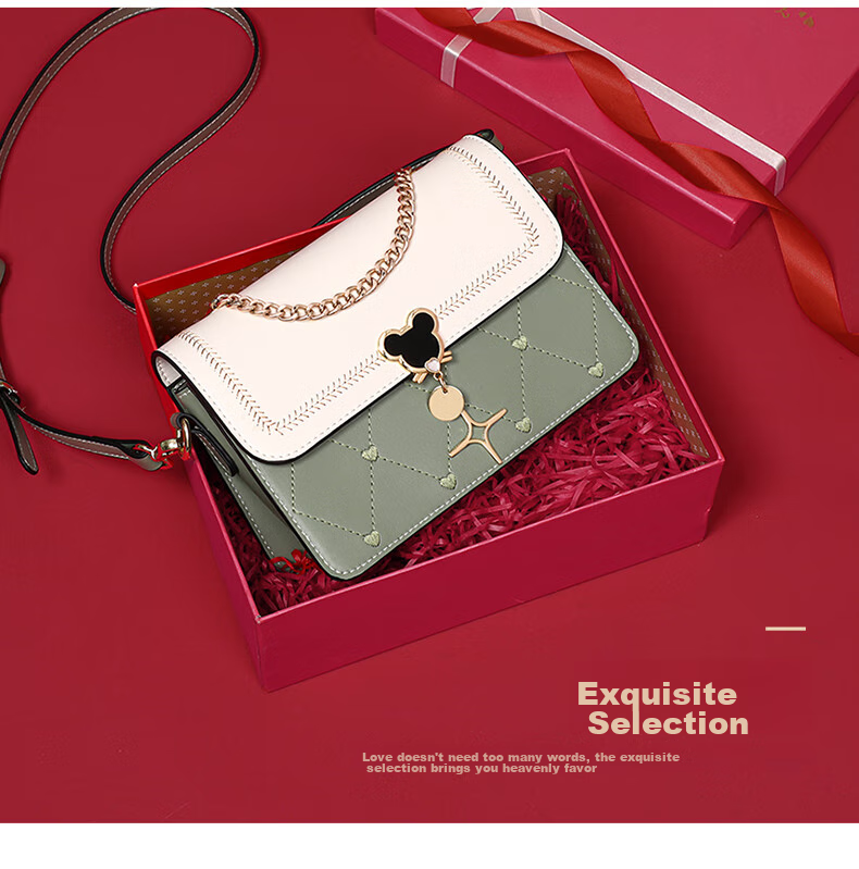 Aiqinghai Leather Handbag, Women's Crossbody Bag, Brand Shoulder Bag, Small Square Bag, Birthday Gift for Wife on May 20, Present for Girlfriend 2