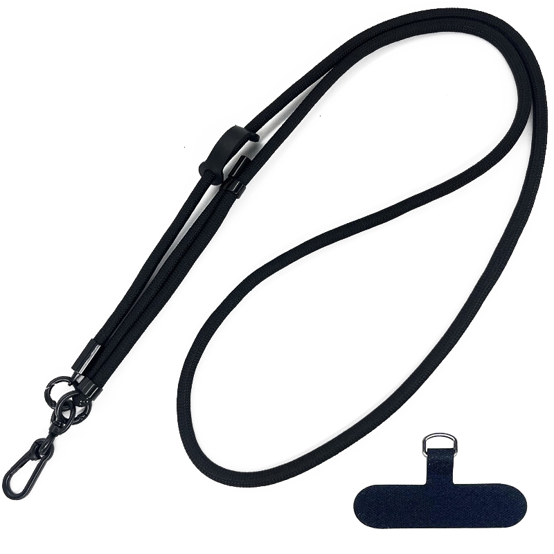 BZBC Phone Lanyard Neck Strap Crossbody Adjustable Retractable Anti-Loss Phone Case Braided Cord Long Version for Apple Huawei Android Phones Strap Black