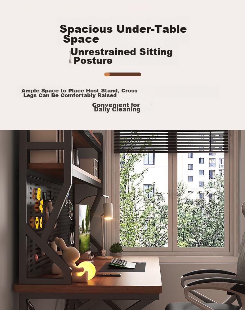 Quanpinwu Computer Desk with Storage, Gaming Desk, Study Table, Organizer Shelf, Pegboard Combination All-In Office Desk 18