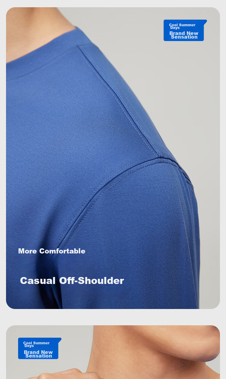 HLA 【Zui Huxi-Air8S】Short Sleeve Sweatshirt Unisex Moisture-Wicking Quick-Dry Couple Basic Base Layer 2-Pack 19