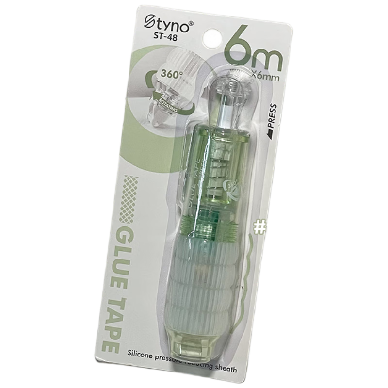 Shaonianban Dotted Glue Pen, Retractable High-Value Dotted Glue Pen with Correction Tape, Strong Double-Sided Adhesive, Large Capacity, Children's Craft High Viscosity, Green Grape Ice Lemo