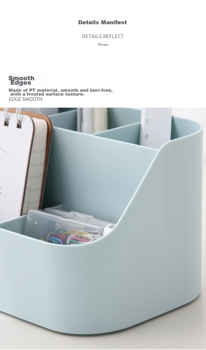 Jindeli 5-Compartment Pen Holder Storage Box, Multifunctional High-Quality Children's School Supplies Desk Organizer, Dorm Office Supplies Pen Container Sorting Storage Box, White SN133 8