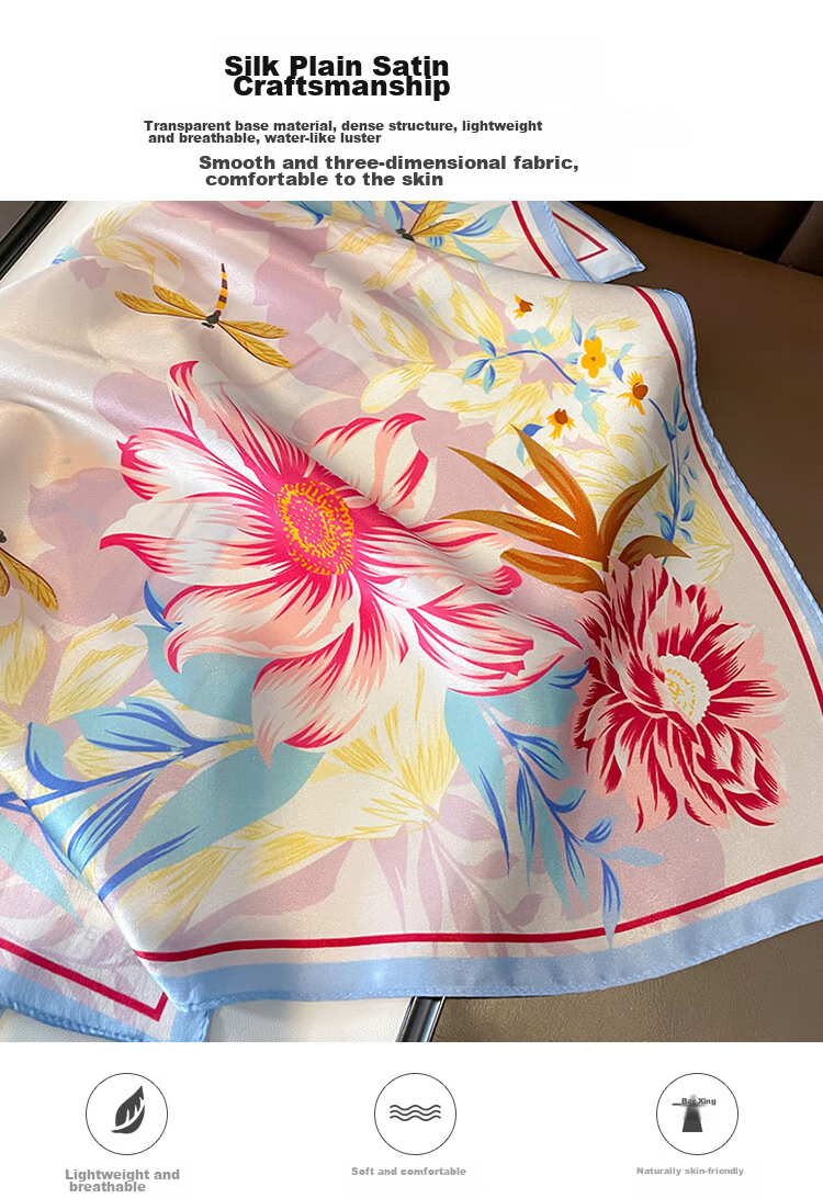 GLO-STORY Silk Scarf for Women, 53cm Mulberry Silk Small Square Scarf, French Vintage Versatile Neck Scarf, Gift Box Set WSJ334001 8
