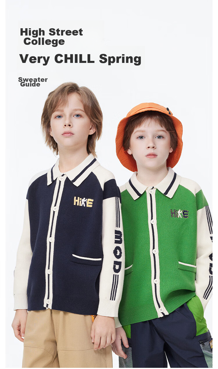 MQD Boys' Sweater, Spring And Autumn Style, Turn-Down Collar, Preppy Style, Children's Knitted Cardigan, Navy Blue, Size 110 2