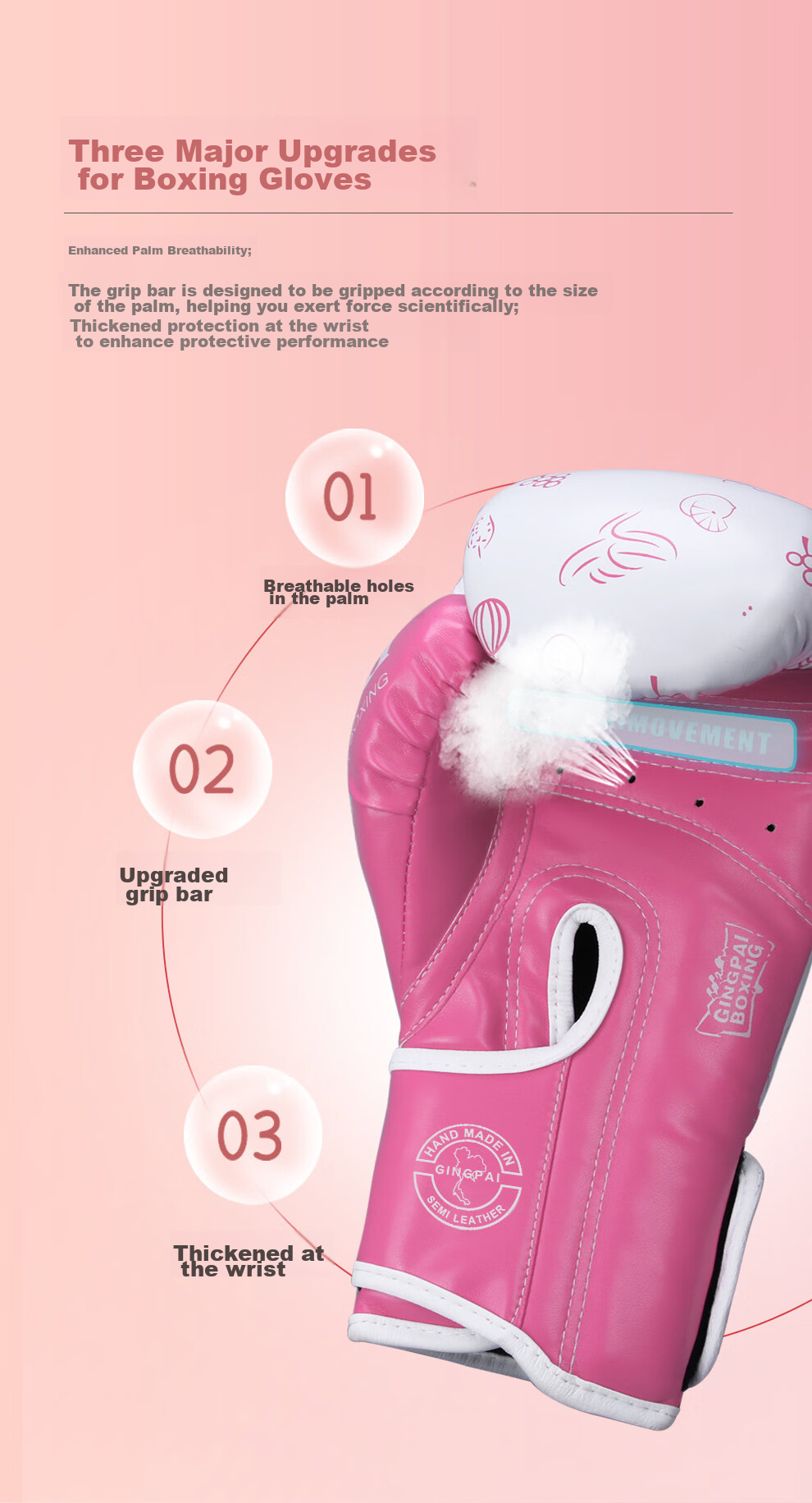 Jingpai Boxing Gloves for Children And Adults, Women's Punching Gloves for Fighting, Muay Thai, Sanda Training, Professional Combat, Punching Bag, 8OZ 5