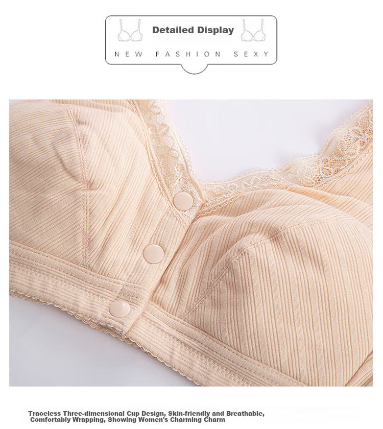 LangSha Mom's Underwear, Women's Plus Size Front-Closure Bra, Wireless Middle-Aged And Elderly Vest-Style Women's Brassiere, Skin Color, Size 36 16