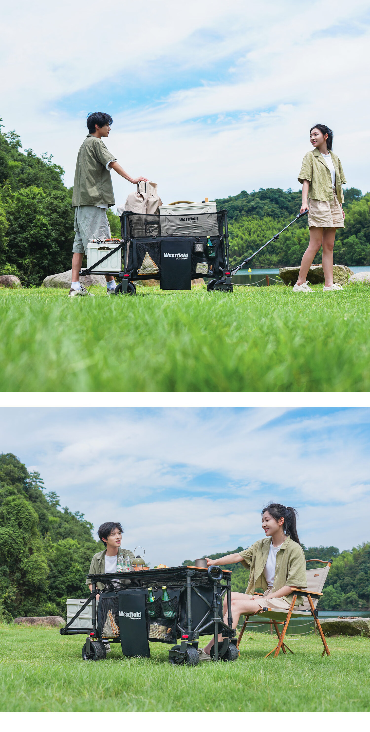Westfieldoutdoor, My Flying Xuan Yuan Push-Up Heightened Dump Camping Cart, Outdoor Folding Campsite Cart, Picnic Stroller, Grocery Shopping Trolley, Pet Cart 9
