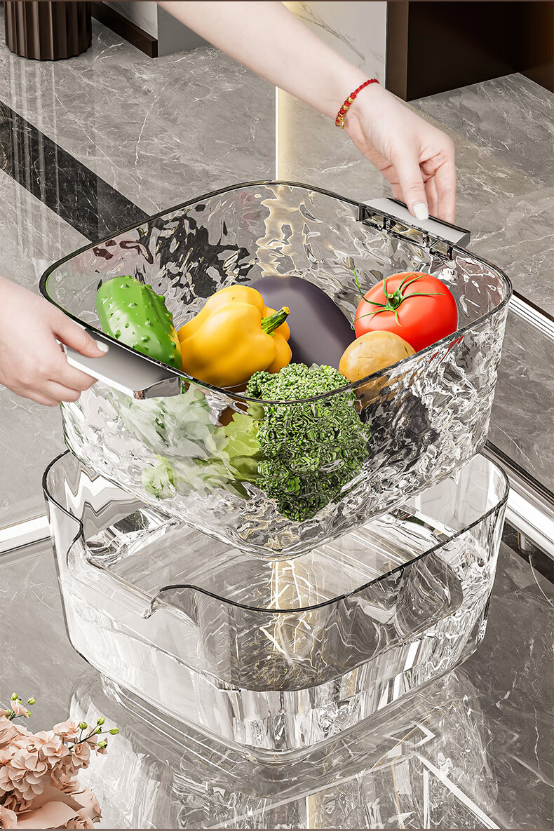 Jiadu Kitchen Sink Drainer Basket, Double-Layer Thickened Fruit Tray, Household Living Room Coffee Table Sink Strainer Basket 12