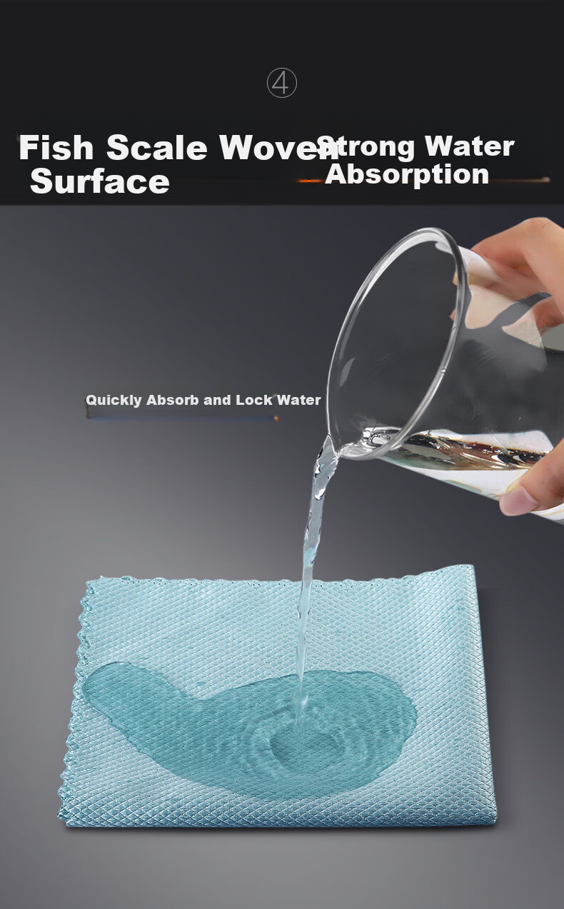 Dawei Fish Scale Cleaning Cloth, 30*40cm*5 Pieces, Kitchen Dishwashing Cloth, Oil-Removing And Water-Absorbing, K2 5