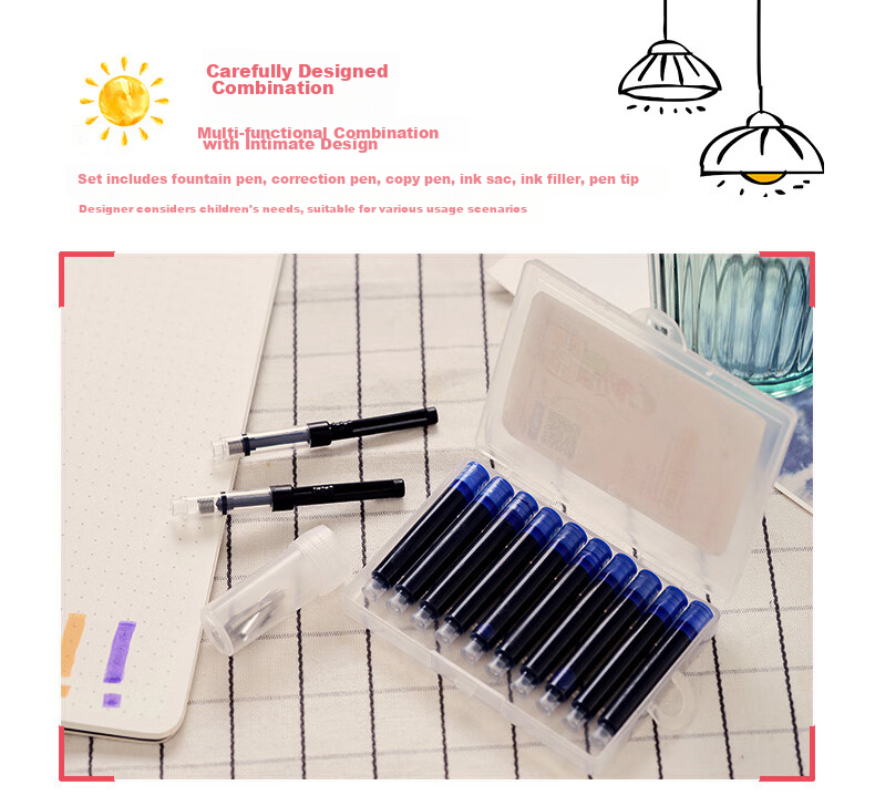 HERO Children's Day Gift P368M Erasable Fountain Pen Student Cartoon Stationery Grade 3 Posture Correcting Writing Practice Daily Writing Set 6-Pack Blue 4