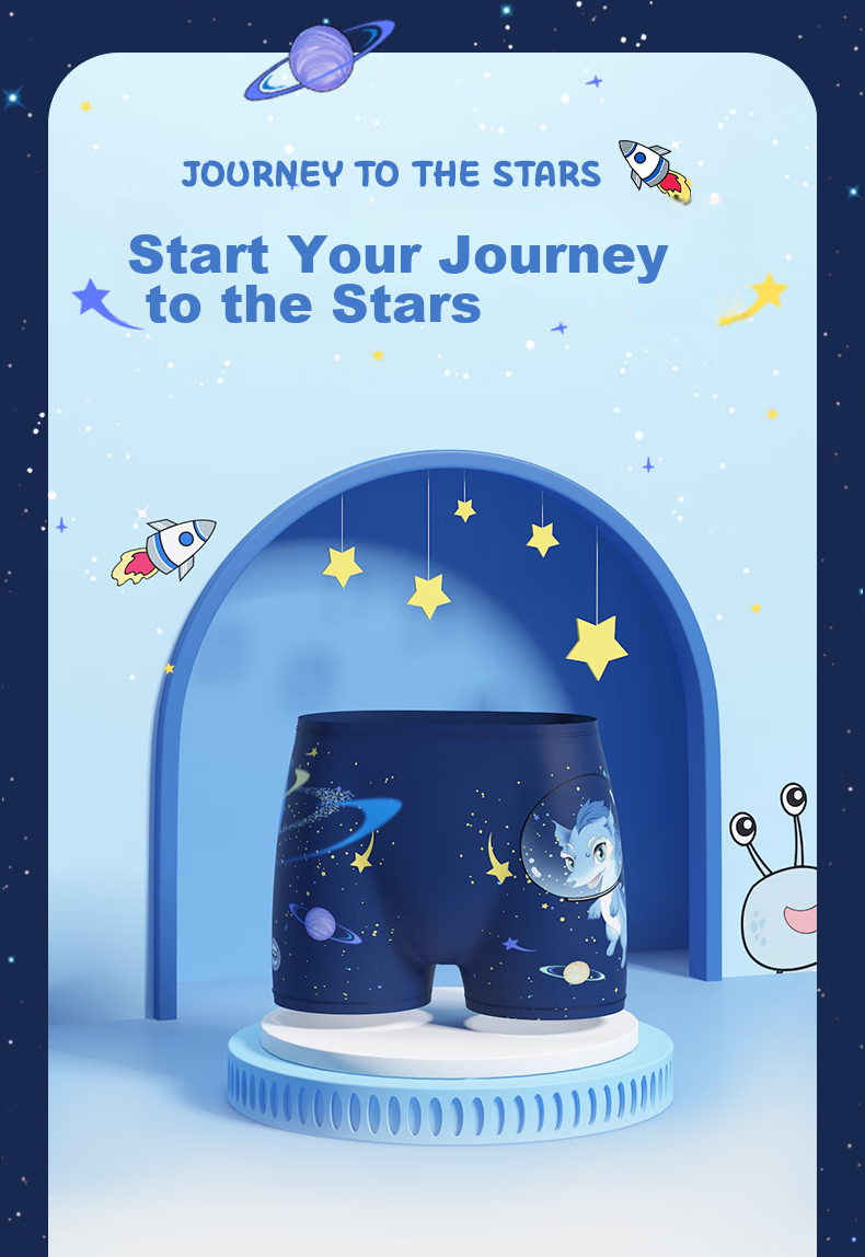 LI-NING Kids Boys Cartoon Print Square Leg Swim Trunks Fashionable Comfortable Quick-Dry Sports Swimming Shorts 759 Blue 160 3