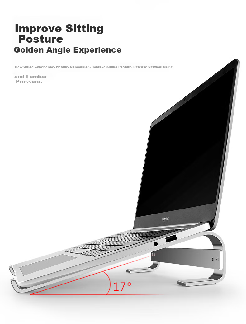 Jiasu Laptop Stand, Computer Stand, Cooling Stand, Aluminum Alloy Desk Stand, Laptop Riser, Suitable for Tablets, Laptops, Gaming Laptops And Other Devices, Silver Color 7