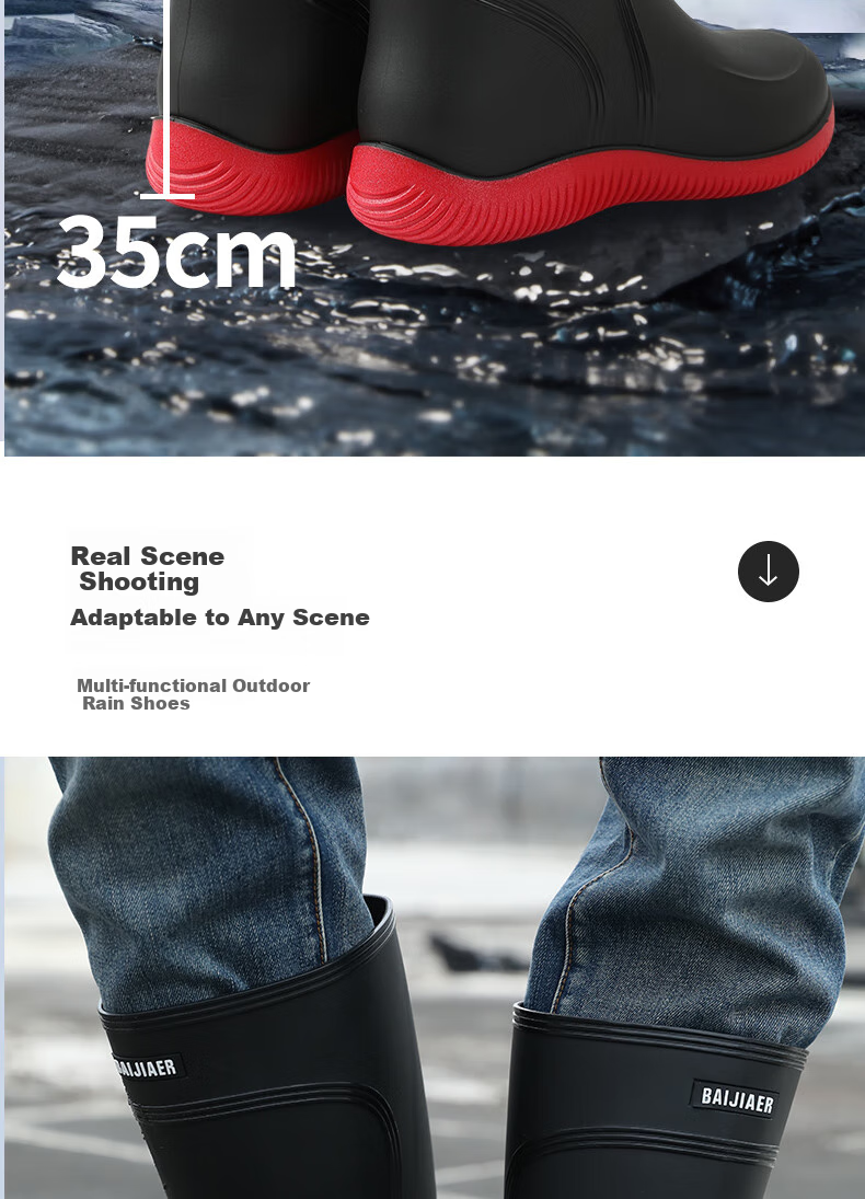 FOOTOPPO High-Top Rain Boots for Men, Non-Slip Waterproof Boots, Durable Overshoes, Outdoor Work Safety Water Shoes, Rubber Shoes for Me 10