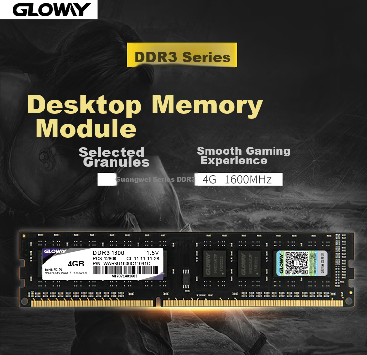 Gloway 8GB DDR3 1600 Desktop Memory Module Zhanjiang Piao Premium Chips CL11 AI Computer Accessory Upgrade 2