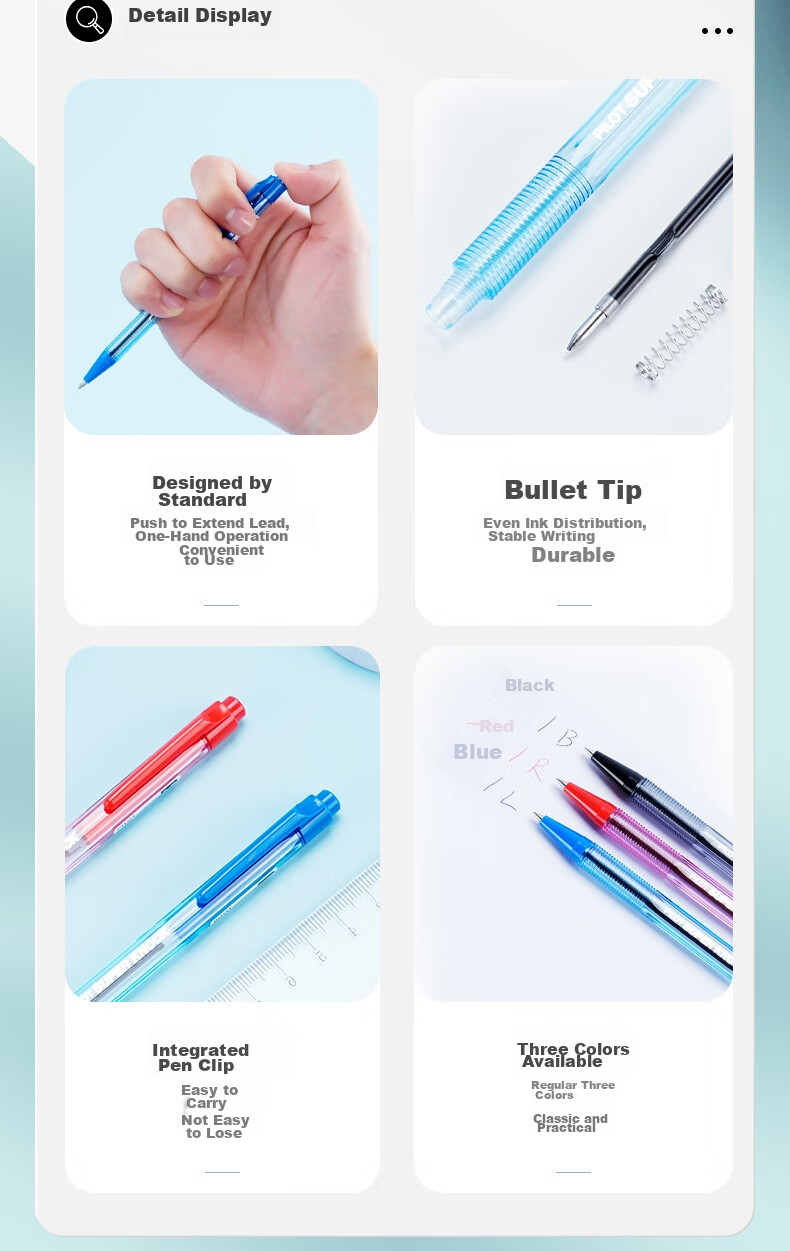 PILOT Retractable Ballpoint Pen, Bullet Tip Pen, Non-Slip Barrel, BPK-P 0.7mm Red Single Pe 3