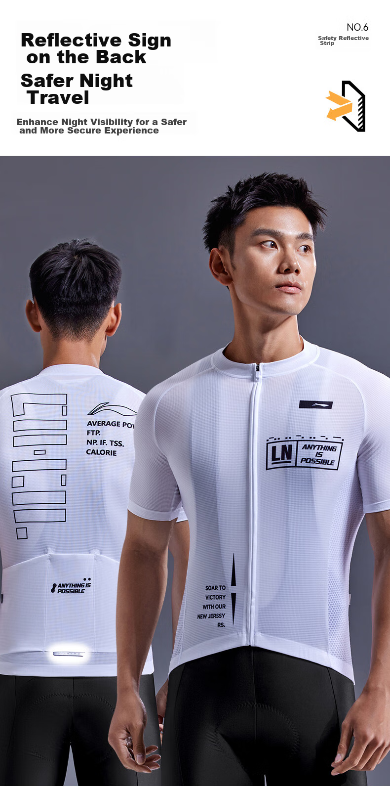 Li-Ning Bicycle Cycling Jersey for Men, Short-Sleeve Top, Spring And Summer Quick-Dry Breathable Sweat-Wicking, for Road Bikes And Mountain Bikes, Cycling Wear 9