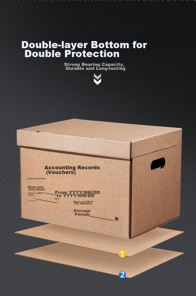 Kingdee File Storage Boxes, Set of 5, Three-Layer Thickened Accounting Document Storage Box, 50*35*25cm Financial File Box, Accounting Archive Box 7
