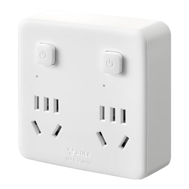 BULL 86-Type Socket Extender, One-To/one-To Socket/adapter/converter/power Strip, Suitable for Bedroom And Kitchen, 4 Outlets with Individual Switches, GN-93223