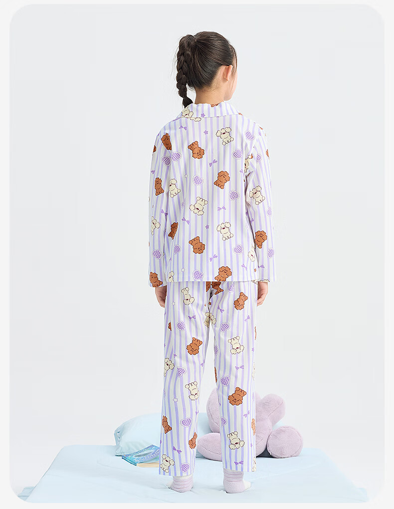 Jiusuiban miiiiichan Co-branded Children's Pajamas Girls Spring Autumn Cloud Cotton Cartoon Class A Older Kids Homewear Set 5