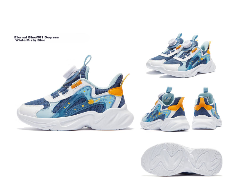 361° Children's Shoes, Kids' Sports Shoes, Fall 2025, Boys And Girls Lightweight Rebound Dial Casual Shoes, Blue, Size 33 52