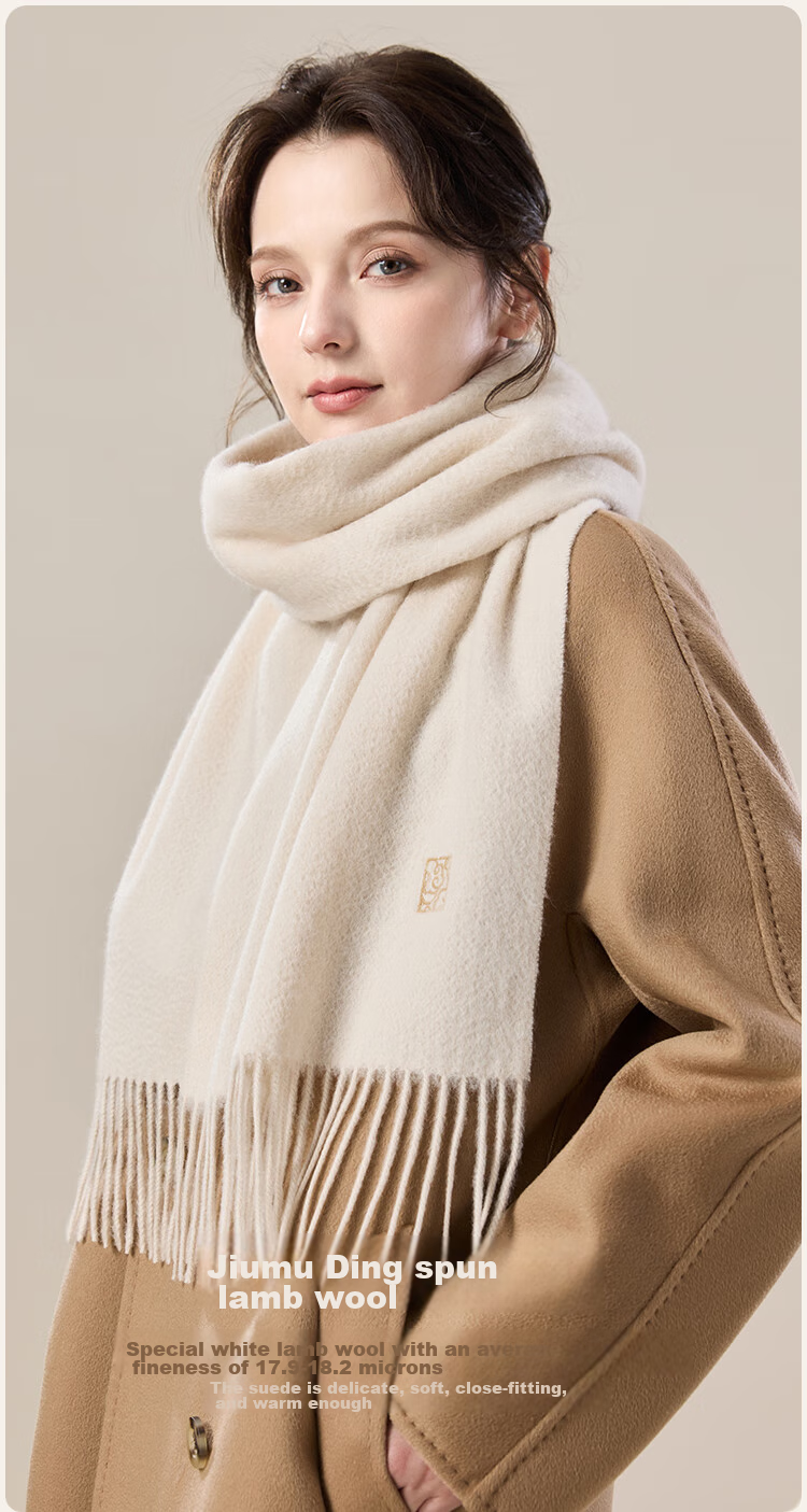 JIUMU Pure Wool Scarf for Women, Autumn And Winter Neck Warmer, Ladies' Warm Shawl, Red, Zodiac Year, Birthday Gift Box Set 8