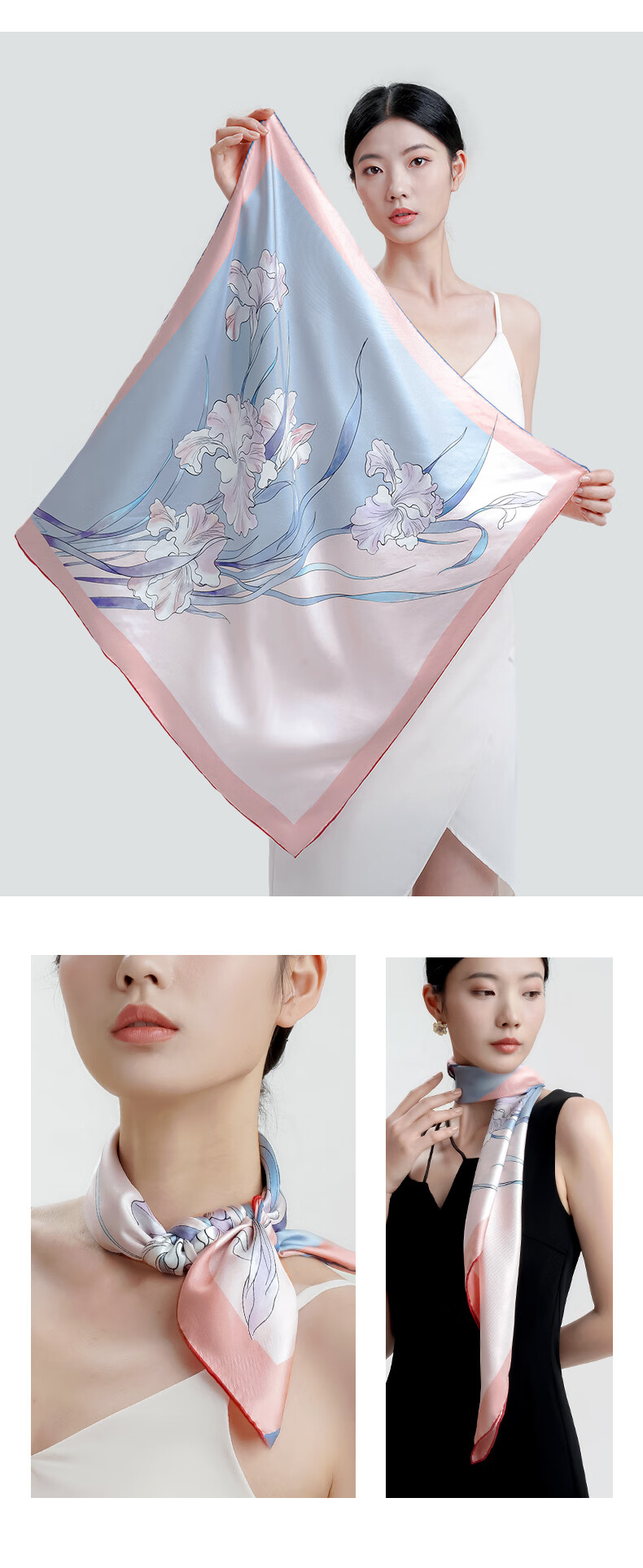 Xiuniangsihou 100% Mulberry Silk Women's High-Quality Square Scarf Silk Gift Box for Mother, Girlfriend, Birthday Present 16