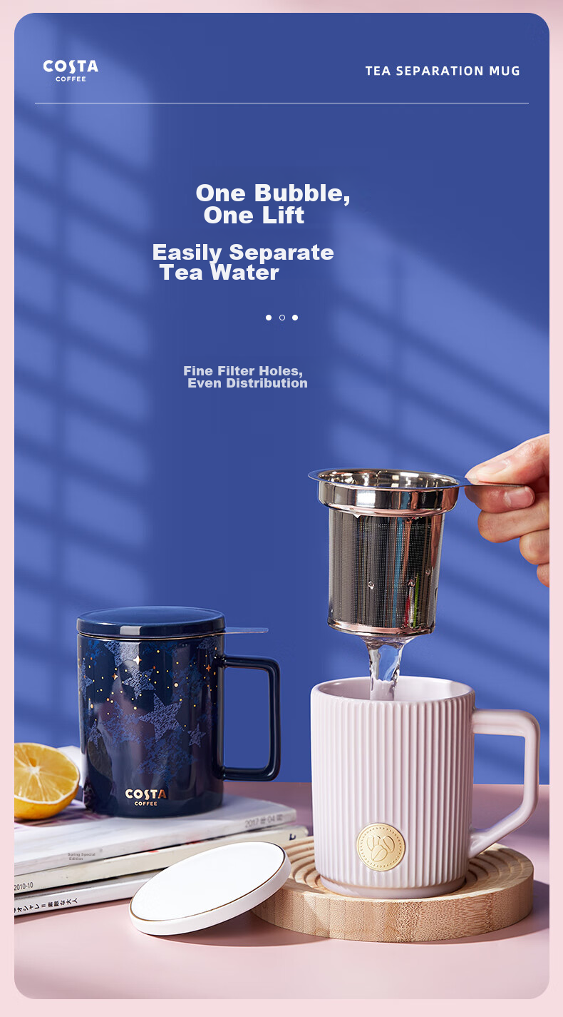 COSTA Desktop Handheld Ceramic Coffee Mug for Men and Women High-Value Office Cup Gift for Girlfriend Holiday Present 4