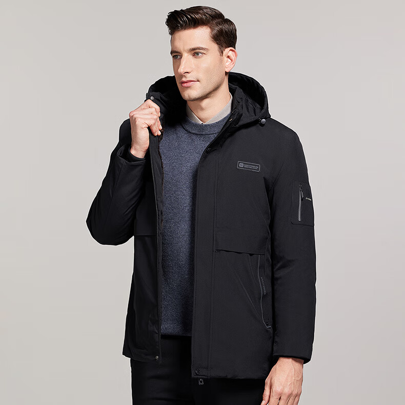 ROMON Cotton Jacket for Men, Autumn And Winter Warm Hooded Casual Outdoor Loose Puffer Coat MY401 Black 4XL 8