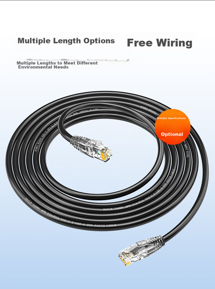 HAILE, Category 6 Pure Copper Network Cable, Gigabit High-Speed Broadband Cable, Category 6 Home Computer Router Monitoring Cable, 8-Core Twisted Pair Patch Cord, Black, 3 Meters, HT-513H 10