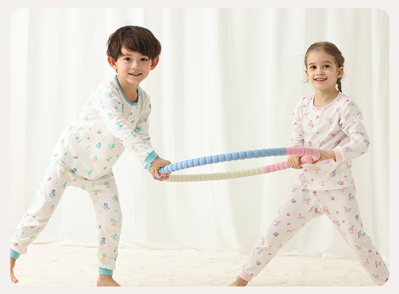 Les Enphants Children's Underwear Set, Boys And Girls Home Wear Set, Two-Button Closure (Jade Lake Blue), 120cm 13