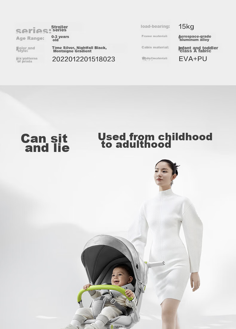 Babycare First-Class Stroller, High Landscape Baby Walker, Lightweight Foldable Reclining Forward And Reverse, Time Silver 2