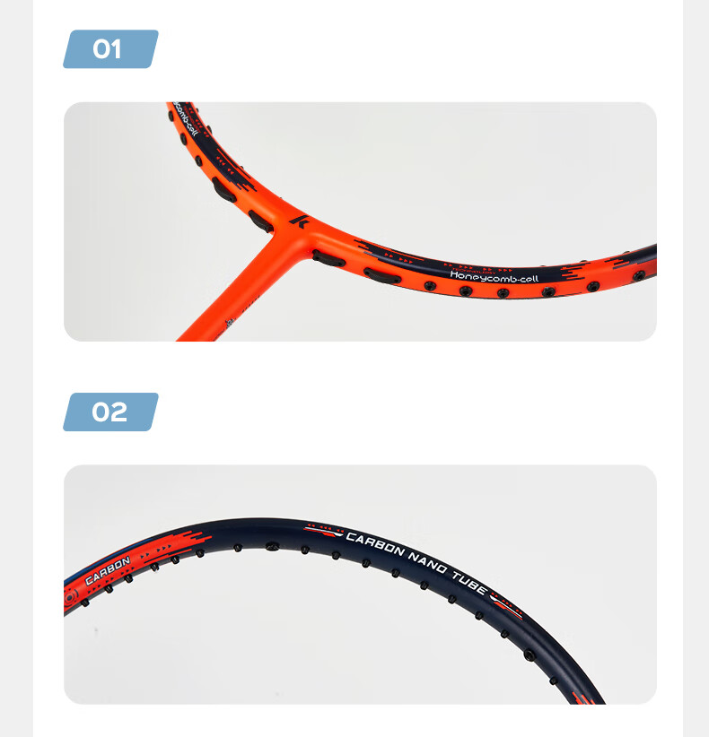 Kawasaki Badminton Racket, Full Carbon Fiber Single Racket, 5U Ultra-Light Racket, Blood Red Blade Orange-Red (Pre-Strung) 9