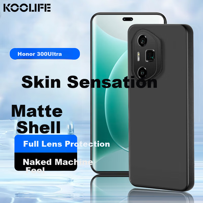 Чехол для телефона Kulefeng [Skin-Like | Anti-Fingerprint] для Honor 300 Ultra, защитный чехол для Honor 300 Ultra, защита всей линзы, матовый мягкий чехол, черный