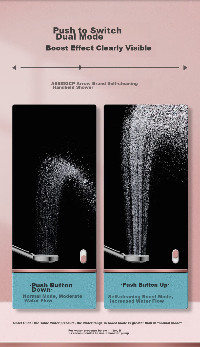 ARROW Self-Cleaning Pressure-Boosting Handheld Shower Head AE5893CP 8