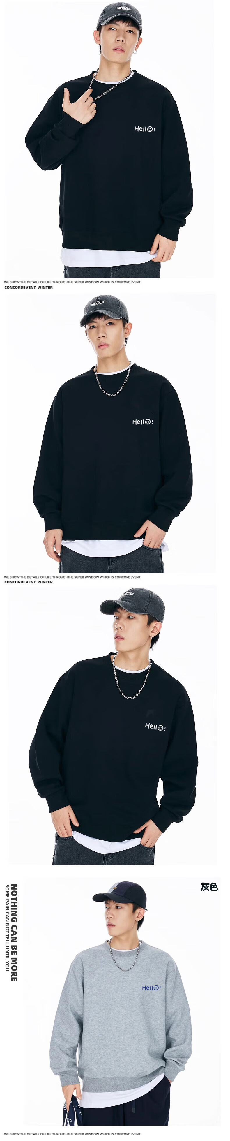 Warrior Men's Crew Neck Long Sleeve Printed Sweatshirt Casual Base Shirt Autumn Winter Fleece Jacket Men's Wear 3