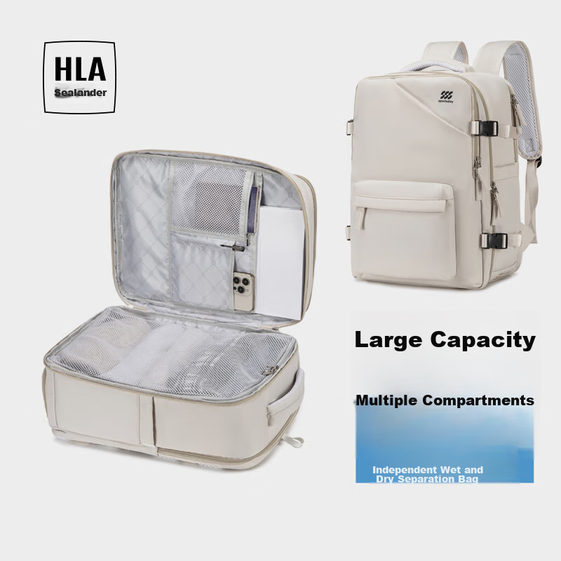 HLA Backpack for Women And Men, Large Capacity Travel Bag for Short Trips, Business Trip Luggage, 16-Inch Laptop Bag, School Bag