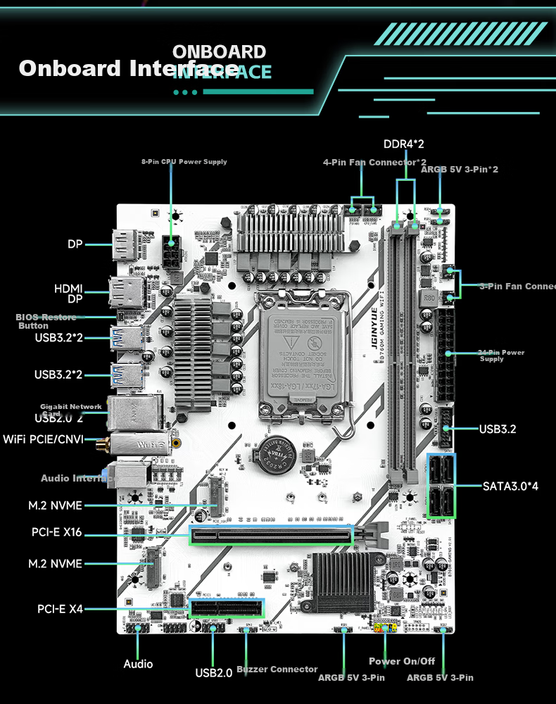 Jingyue B760M GAMING WIFI Motherboard DDR4 Desktop Gaming Computer Motherboard Core I5 13600KF/13400F (Intel B760/LGA 1700) 10