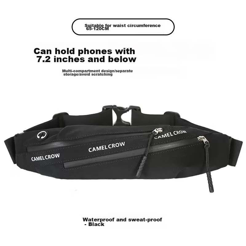 CAMEL Sports Waist Pack for Men And Women, Running Bag, Marathon Lightweight Phone Pouch, Summer Fitness Small Bag, A1S3QV105 Black 1