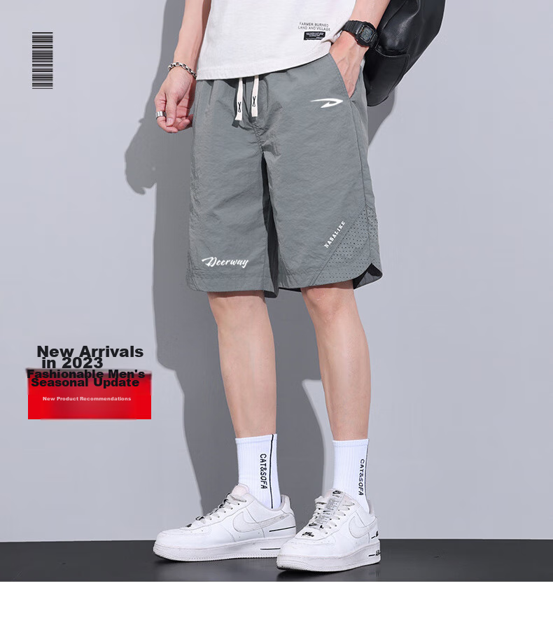 DEERWAY Men's Shorts, Casual Mid-Length Pants, Knee-Length Shorts, Summer Sports Loose-Fitting Pants for Young And Middle-Aged Outdoor Quick-Dry Trousers, Gray, XL 3