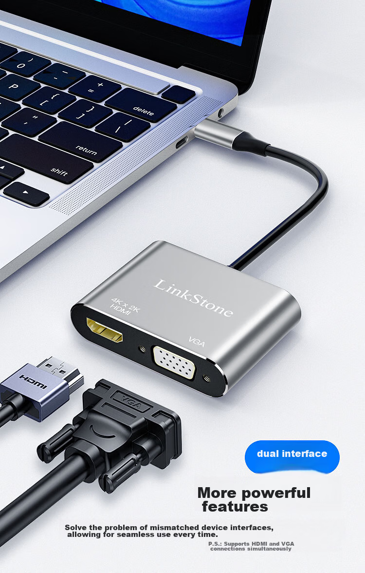 LinkStone Type-C to HDMI Expansion Dock, Apple Computer Adapter, MacBook Converter, USB 3.0 Hub Splitter, Switch Expansion Dock, Phone to TV Adapter 3